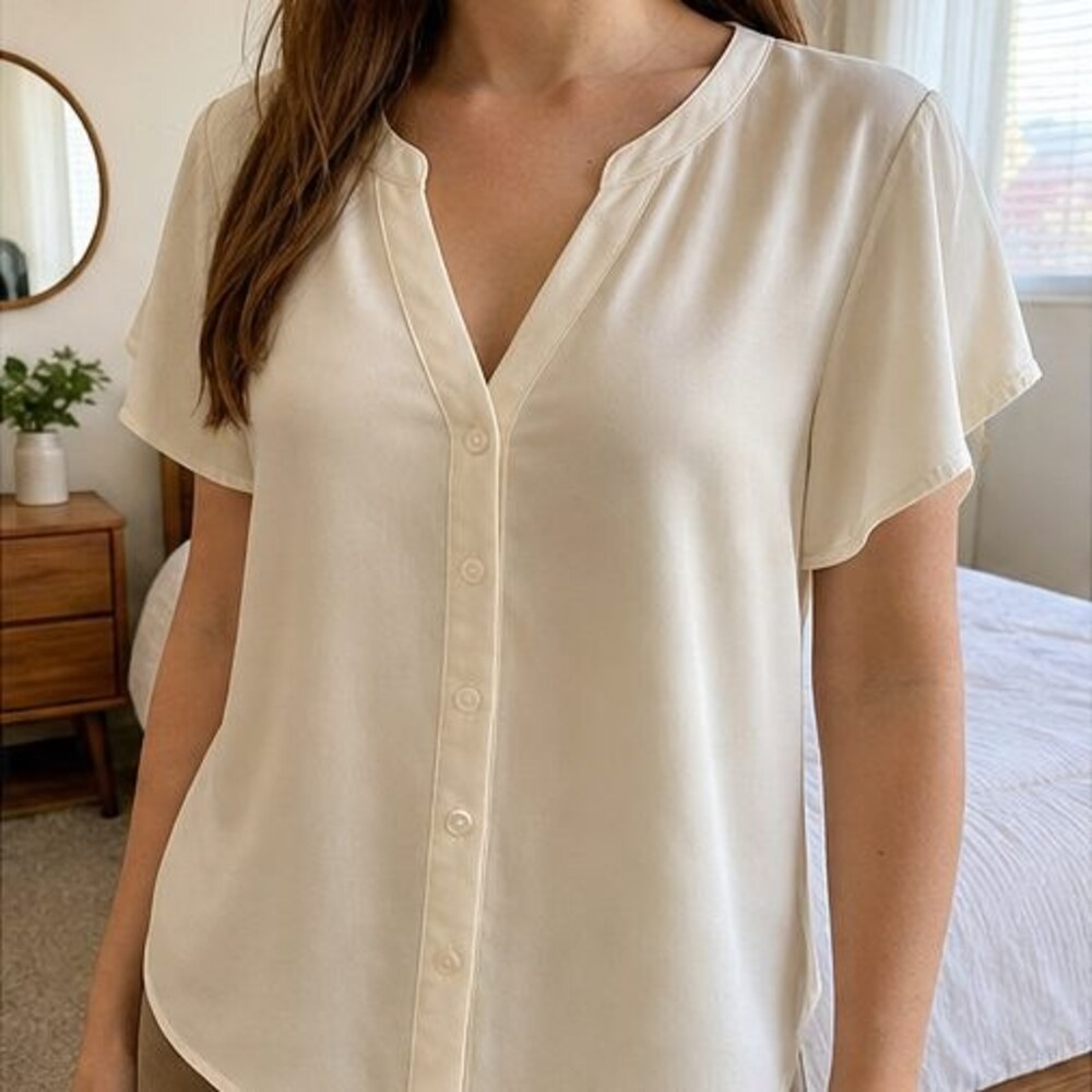 Cream Button Blouse - Picture 2 of 6
